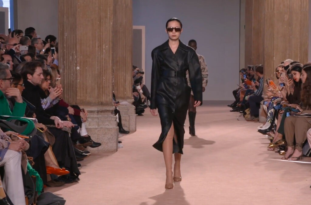 Black leather Stunning look runway in Milan Salvatore Ferragamo Autumn Winter 2020