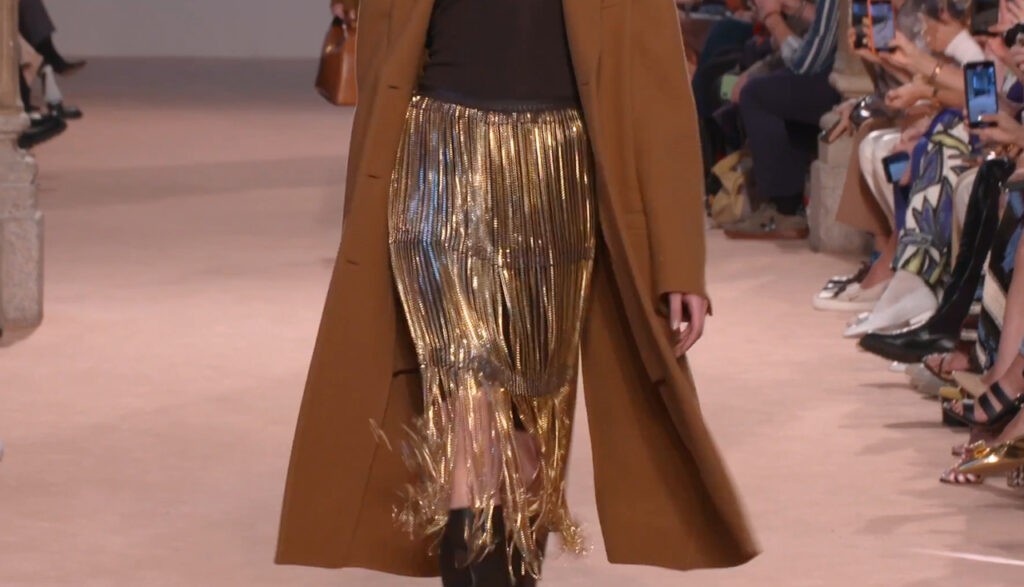 Stunning Metallic dress look runway in Milan Salvatore Ferragamo Autumn Winter 2020