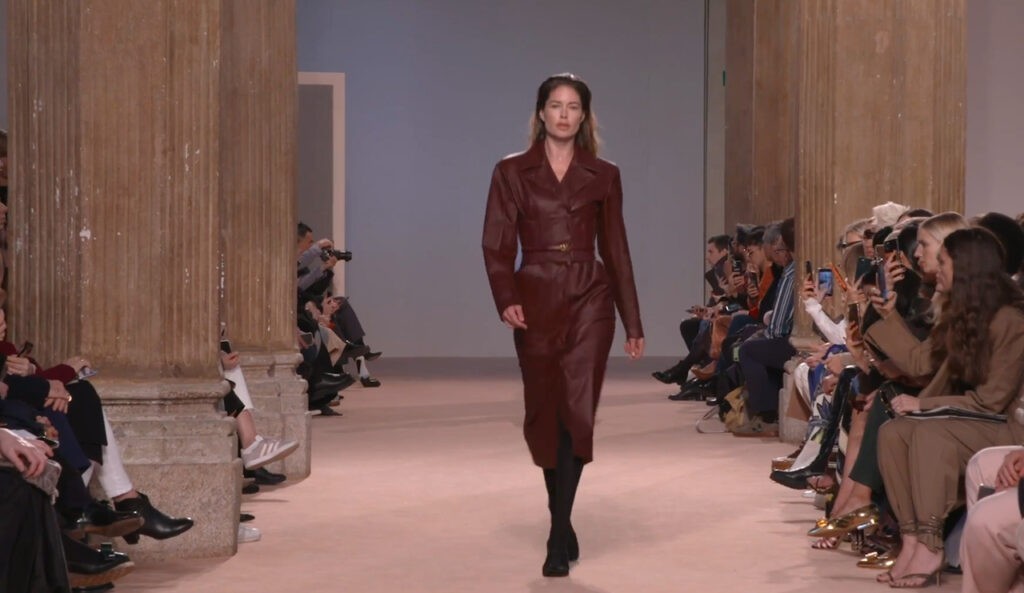 Dark Red coat Stunning look runway in Milan Salvatore Ferragamo Autumn Winter 2020