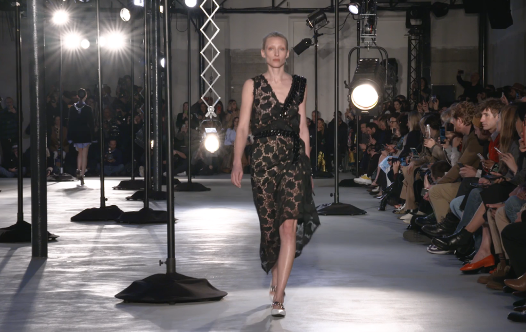 Black dentelle dress. Chic Winter Looks by Alessandro Dell'Acqua and N21 Fall Winter 2020