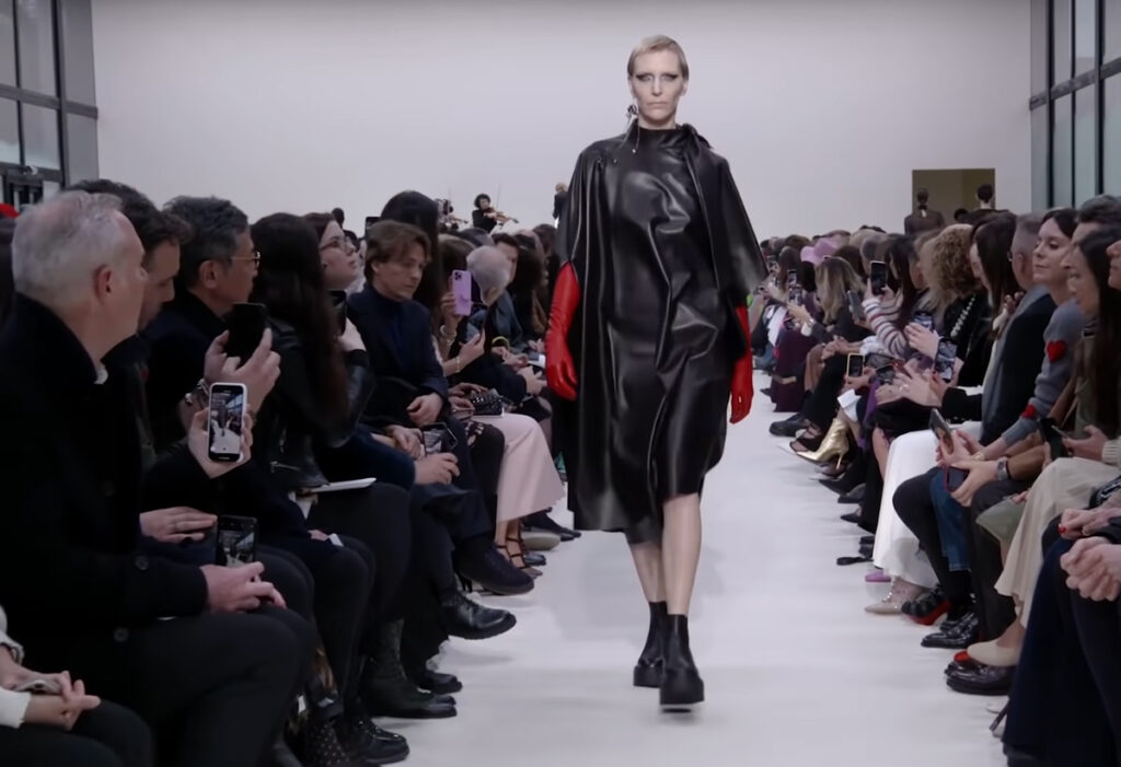 Black Leather coat. A Symphony of Fashion with The Fall Winter 2020 Collection by Valentino