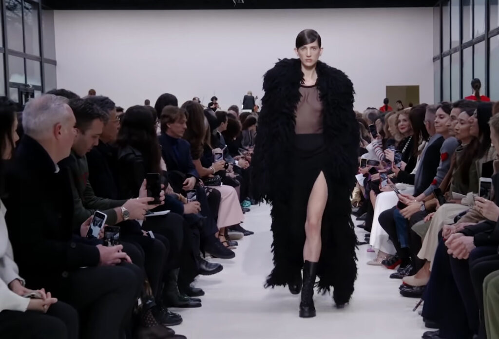Lush black fur coat. A Symphony of Fashion with The Fall Winter 2020 Collection by Valentino