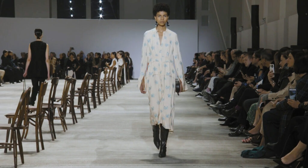 Stunning floral dress for women winter look. Refined Design with Jil Sander Fall Winter 2020