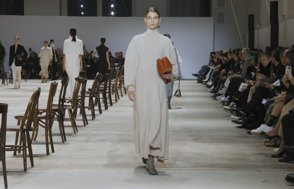 Knitwear dress winter look. Refined Design with Jil Sander Fall Winter 2020