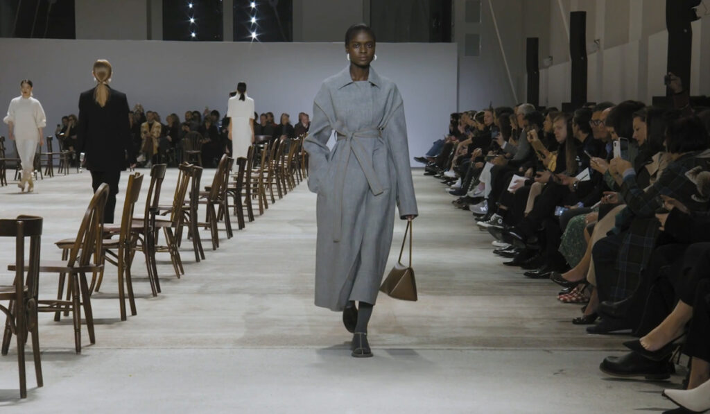 Light blue overcoat for women. Refined Design with Jil Sander Fall Winter 2020